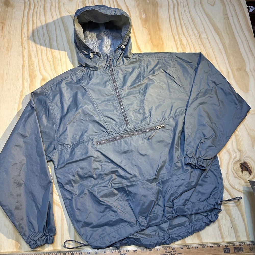 Champs Sports Mens Half Zip Packable Grey Nylon Anorak Windbreaker Jacket Size S